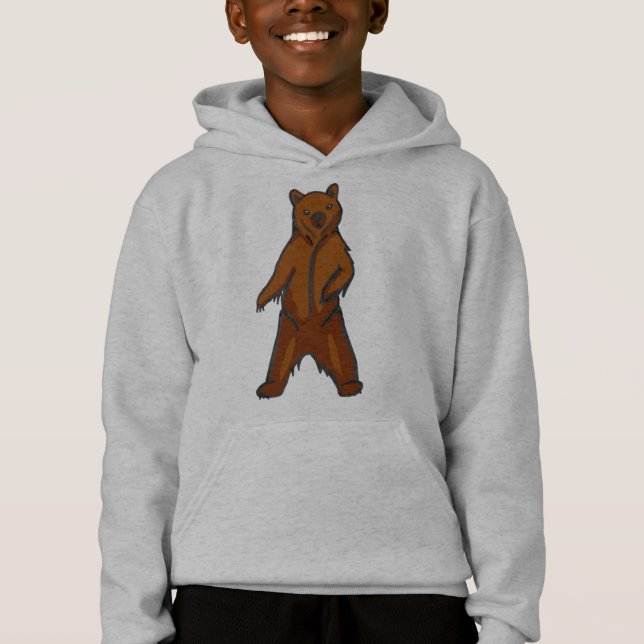 Woodland Brown Grizzly Bear Hoodie (Front)