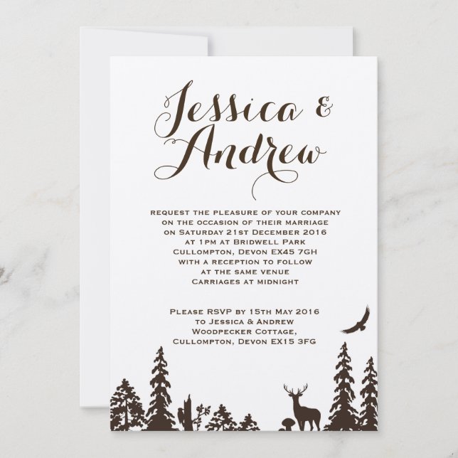 Woodland Brown Kraft Wedding Invitation (Front)