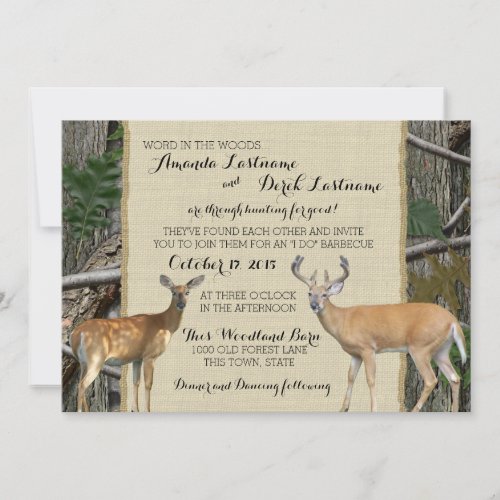 Woodland Buck and Doe Wedding Personalized Invitation