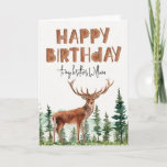 Woodland Buck Boys "Happy Birthday"  Card<br><div class="desc">Unique buck,  pine trees & wooden -happy birthday- lettered Birthday card. Customizable!</div>