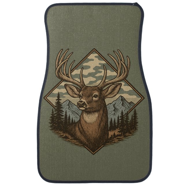 Woodland Buck on Camo Car Mats (Front)