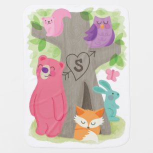 Woodland Buddies, Personalized Baby Blanket