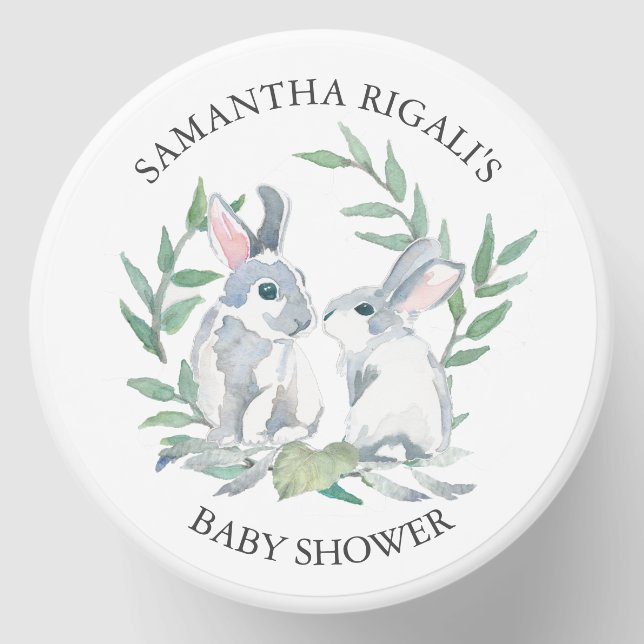 Woodland Bunny Baby Shower  Mini Candle Favors (Front)