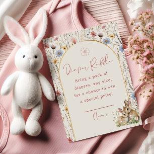 Woodland Bunny Charming Wildflower Diaper Raffle Enclosure Card