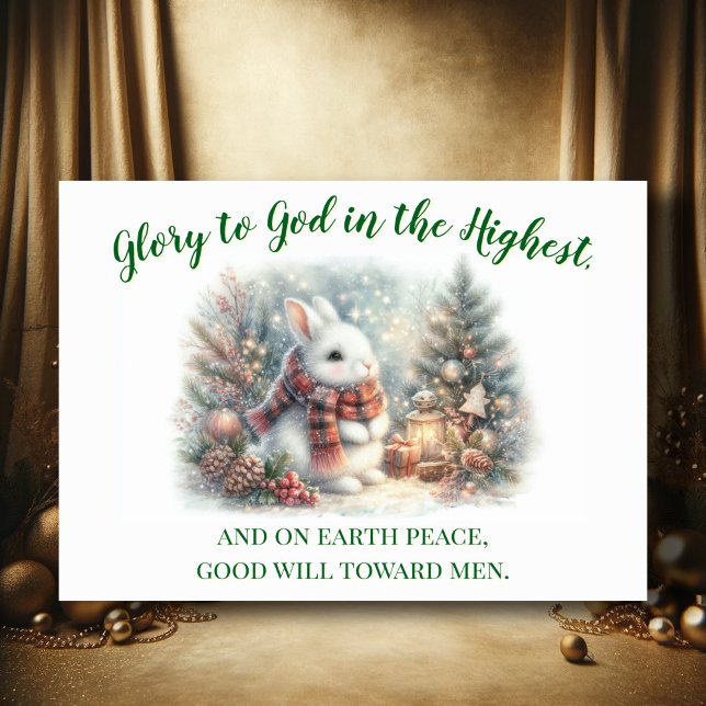 Woodland Bunny Christian Scripture Verse Christmas Holiday Card (Creator Uploaded)