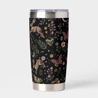 Woodland Bunny Floral Moth Celestial Pattern | Cot Insulated Tumbler