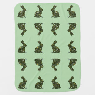 Woodland Bunny Floral Reversible Baby Blanket