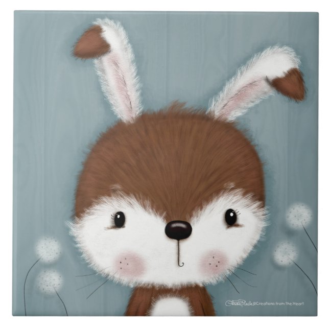Woodland Bunny Portrait Ceramic Tile (Front)