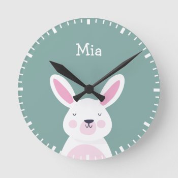 Woodland Bunny Rabbit Kids/nursery Wall Clock by OS_Designs at Zazzle