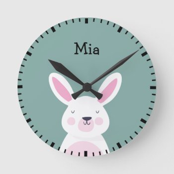 Woodland Bunny Rabbit Kids/nursery Wall Clock by OS_Designs at Zazzle