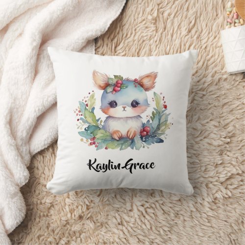 Woodland Bunny Rabbit Personalized Nursery  Throw Pillow