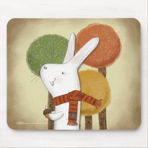 Woodland Bunny with Acorn Mouse Pad