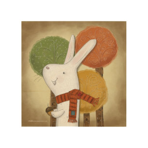 Woodland Bunny with Acorn Wood Wall Decor