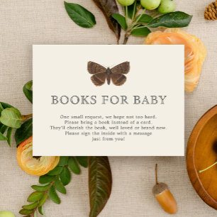Woodland Butterfly Books for Baby Shower Enclosure Card