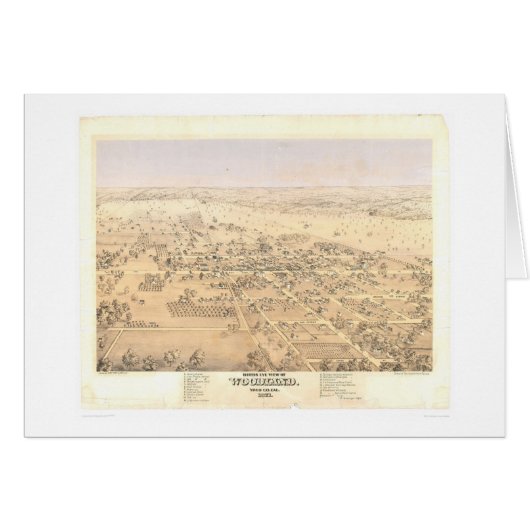 Woodland, CA. Panoramic Map (1874A) Cards (Front Horizontal)