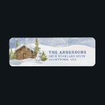 Woodland Cabin in the Snow  | return address Label<br><div class="desc">These wintery return address labels feature cozy log cabin home covered in snow with a cute snowman nearby.
You can personalize with you name and address.</div>