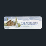 Woodland Cabin in the Snow  | return address Label<br><div class="desc">These wintery return address labels feature cozy log cabin home covered in snow with a cute snowman nearby.
You can personalize with you name and address.</div>