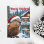 Woodland Cabin Lake Christmas Beaver Watercolor Postcard<br><div class="desc">This design may be personalized in the area provided by changing the photo and/or text. Or it can be customized by clicking Personalize this Template and then choosing the click to customize further option and delete or change the color of the background, add text, change the text color or style,...</div>