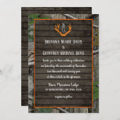 Woodland Camo Antlers Monogram Wedding Invitation (Front/Back)