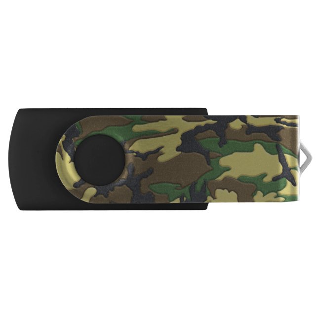 Woodland Camo Camouflage USB Flash Drive (Front)