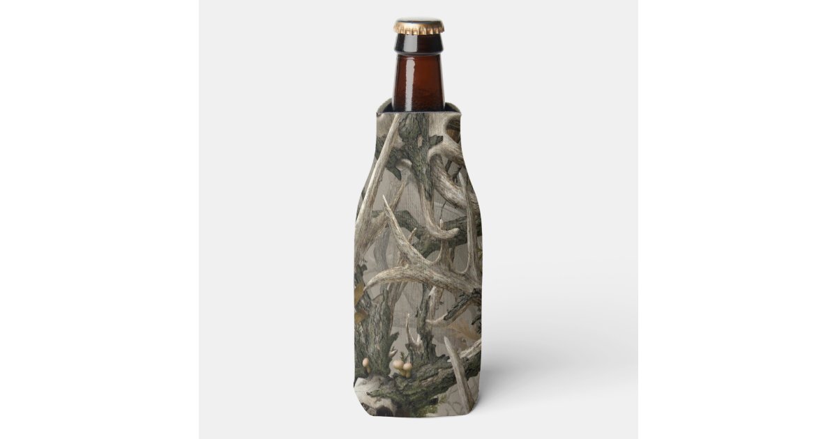 Woodland camo deer head bottle cooler | Zazzle