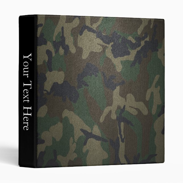 Woodland Camo Fabric 3 Ring Binder (Front/Spine)