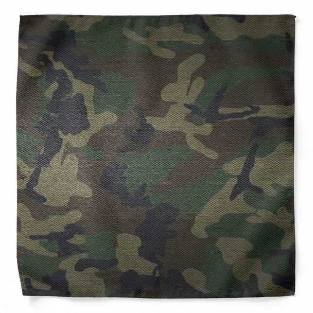 Woodland Camo Fabric Bandana (Front)