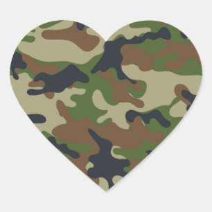Woodland Camo Heart Sticker