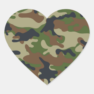 Woodland Camo Heart Sticker