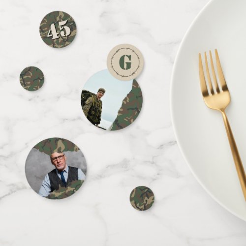 Woodland Camo Military Photos Retirement Party Confetti