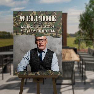 Woodland Camo Military Retirement Party Welcome Foam Board