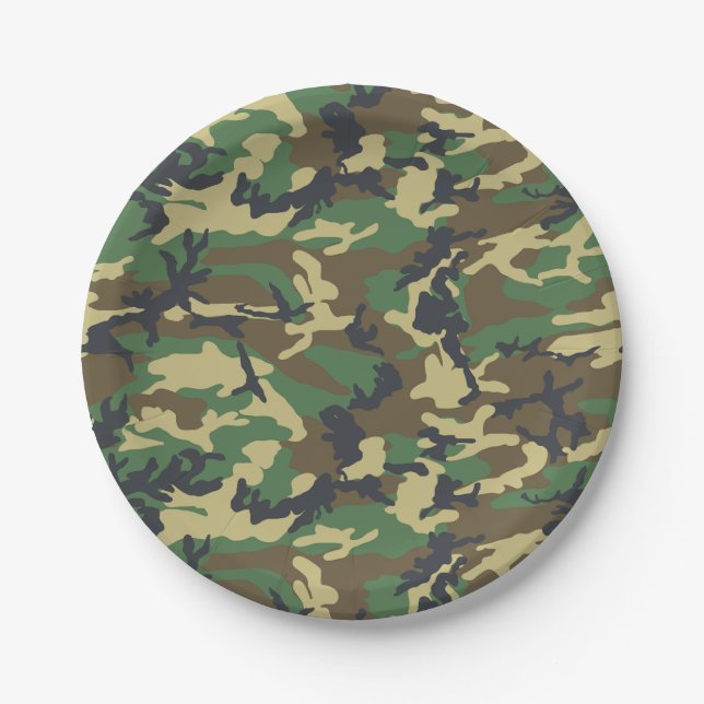 Woodland Camo Paper Plates (Front)