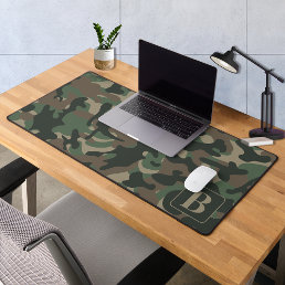 Woodland Camo Personalized Monogram Camouflage Desk Mat