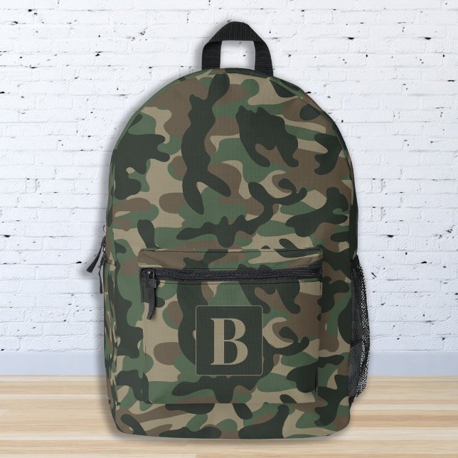 Woodland Camo Personalized Monogram Camouflage Printed Backpack (Creator Uploaded)
