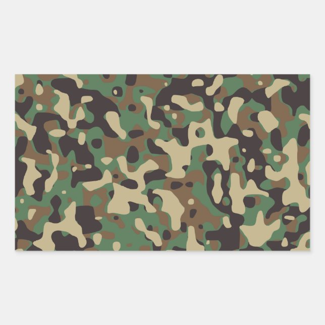 Woodland Camo Rectangular Sticker (Front)