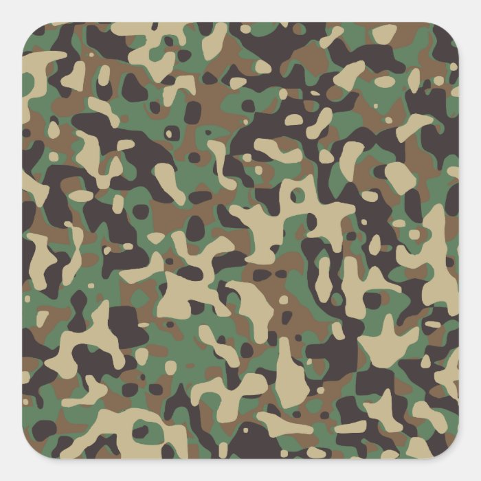 Woodland Camo Square Sticker Zazzle