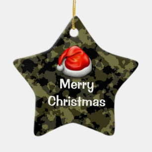 Woodland Camo Star Merry Christmas Ornament