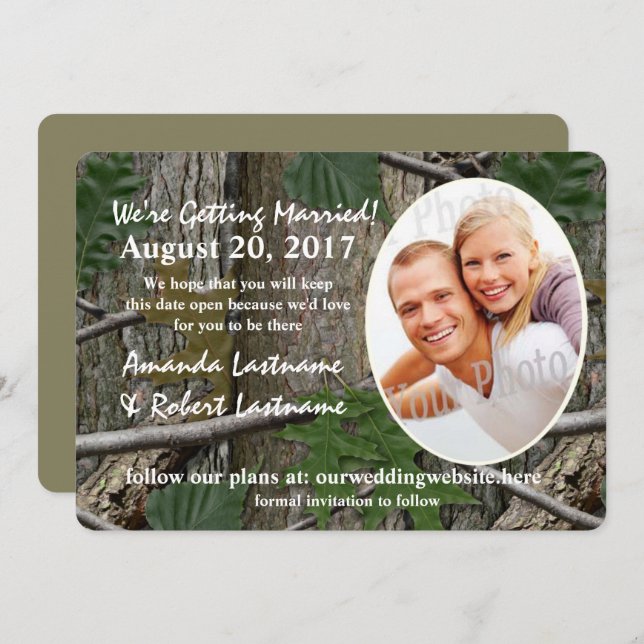 Woodland Camoufage Save the Date Invitation (Front/Back)