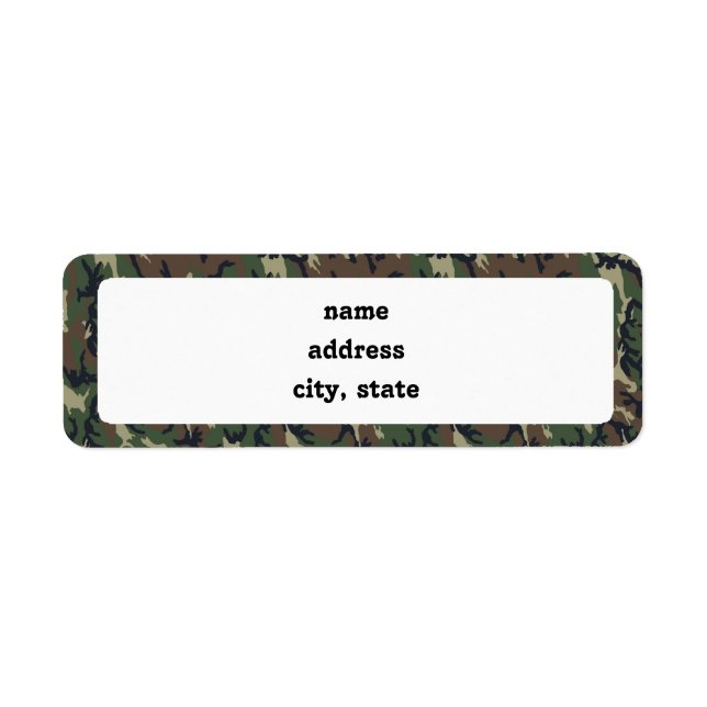 Woodland Camouflage Background Template Label (Front)