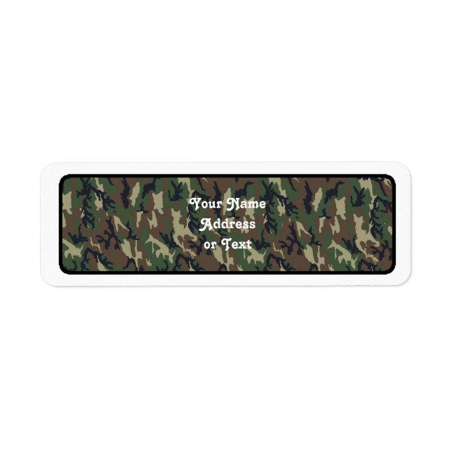 Woodland Camouflage Background Template Label (Front)