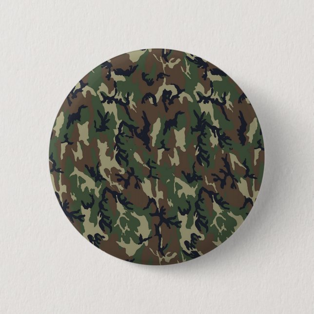 Woodland Camouflage Background Template Pinback Button (Front)