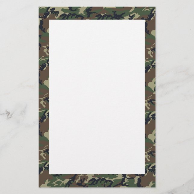 Woodland Camouflage Background Template Stationery (Front)