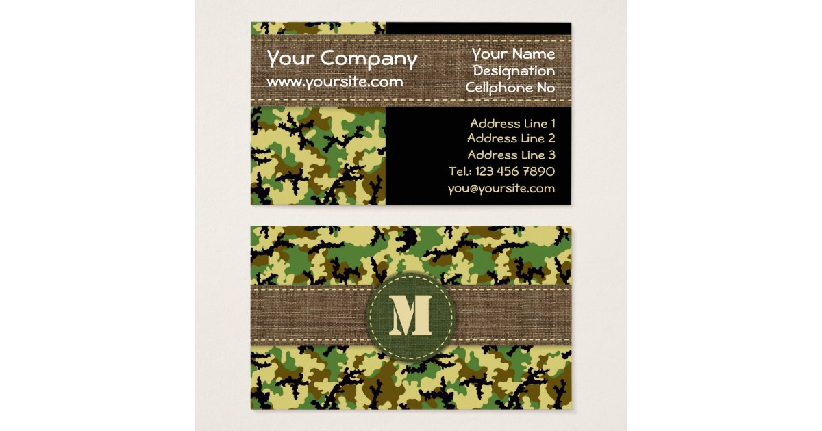 Woodland camouflage business card