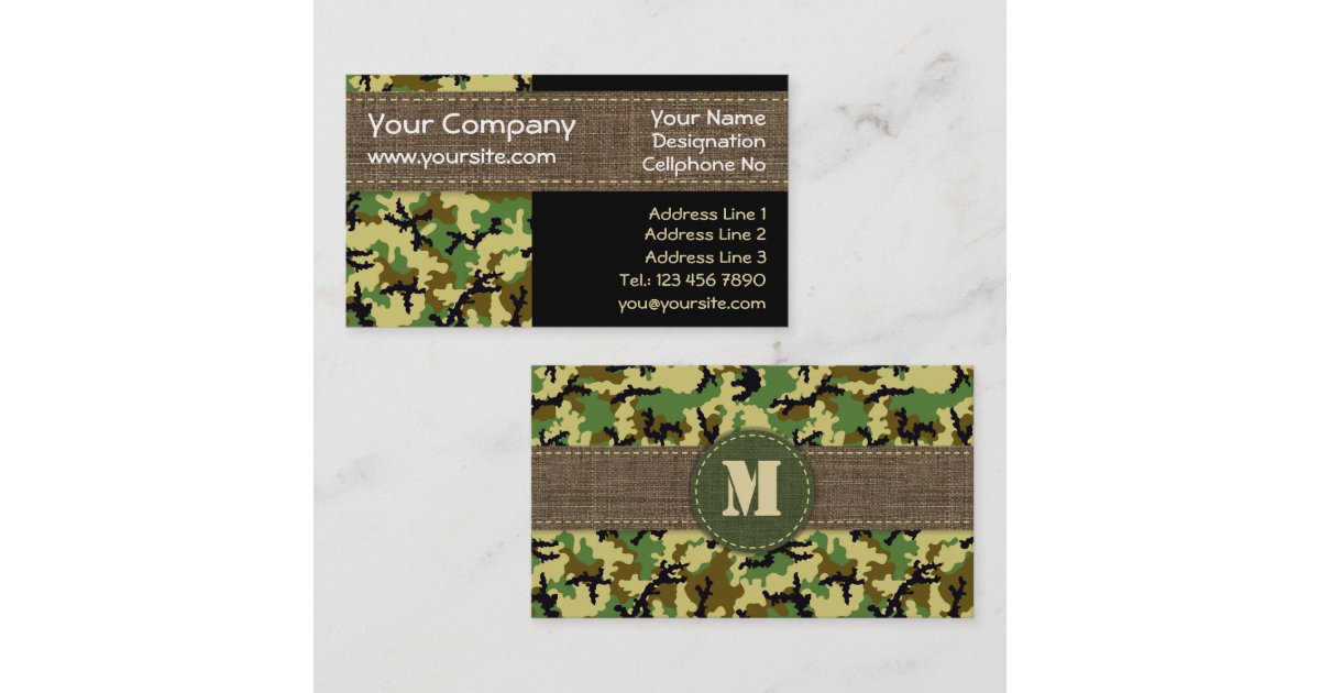 Woodland camouflage business card