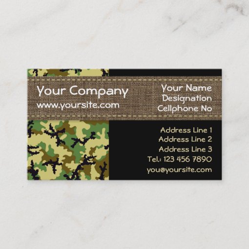 Woodland camouflage business card Zazzle