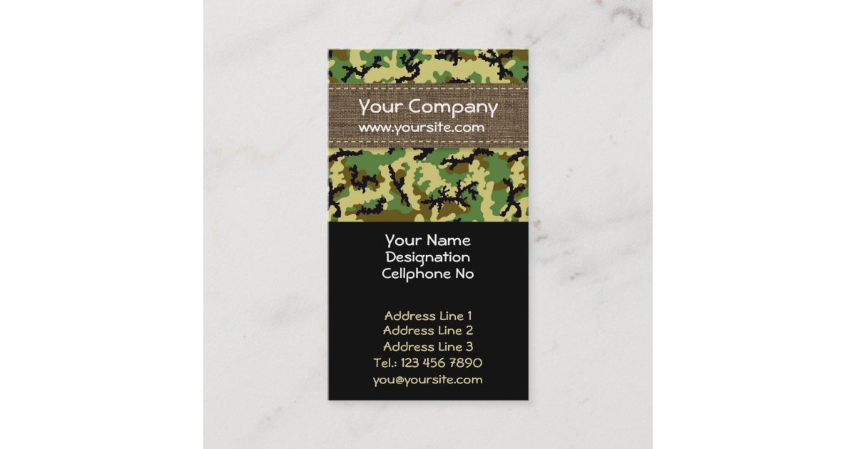Woodland camouflage business card
