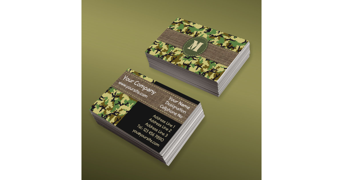 Woodland camouflage business card Zazzle