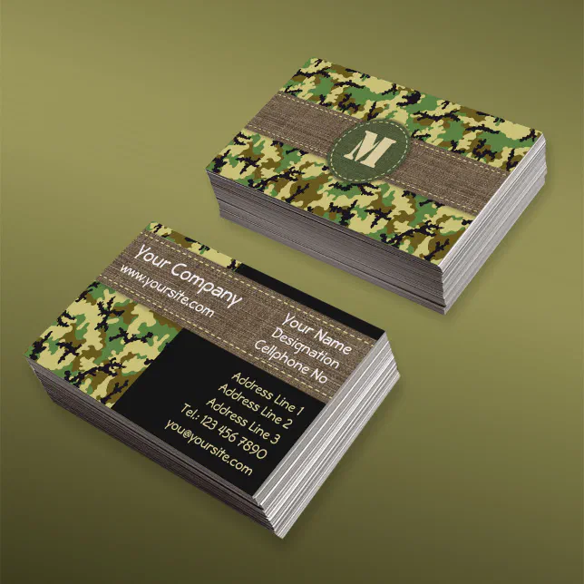 Woodland camouflage business card Zazzle