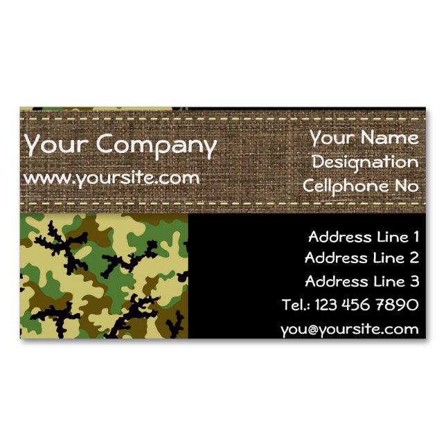 Woodland camouflage business card magnet (Front)