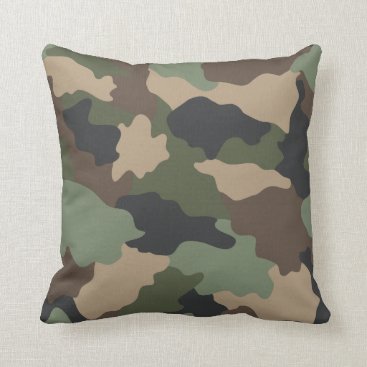 Woodland Camouflage Camo Khaki Tan Black Throw Pillow Woodland Camouflage Camo Khaki Tan Black Throw Pillow